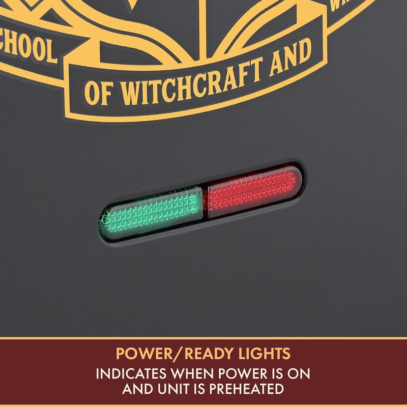 Harry Potter Warner Brothers Dual Sandwich Maker by Select Brands - Ceramic Coated Cooking Plates - Imprints Hogwarts Crest and Glasses on Toasted Sandwiches, Black and Gold, WBH-100SM - Image 5